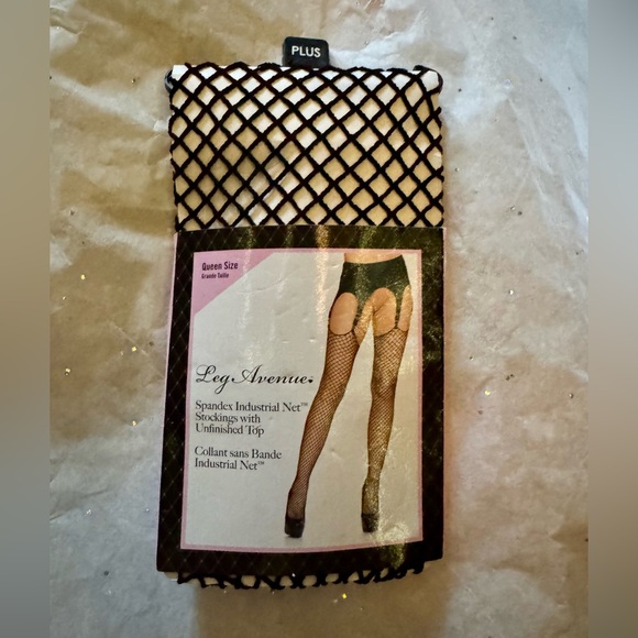 Leg Avenue Queen Size Fish Net Stockings Industrial Net Unfinished Top - Picture 1 of 4
